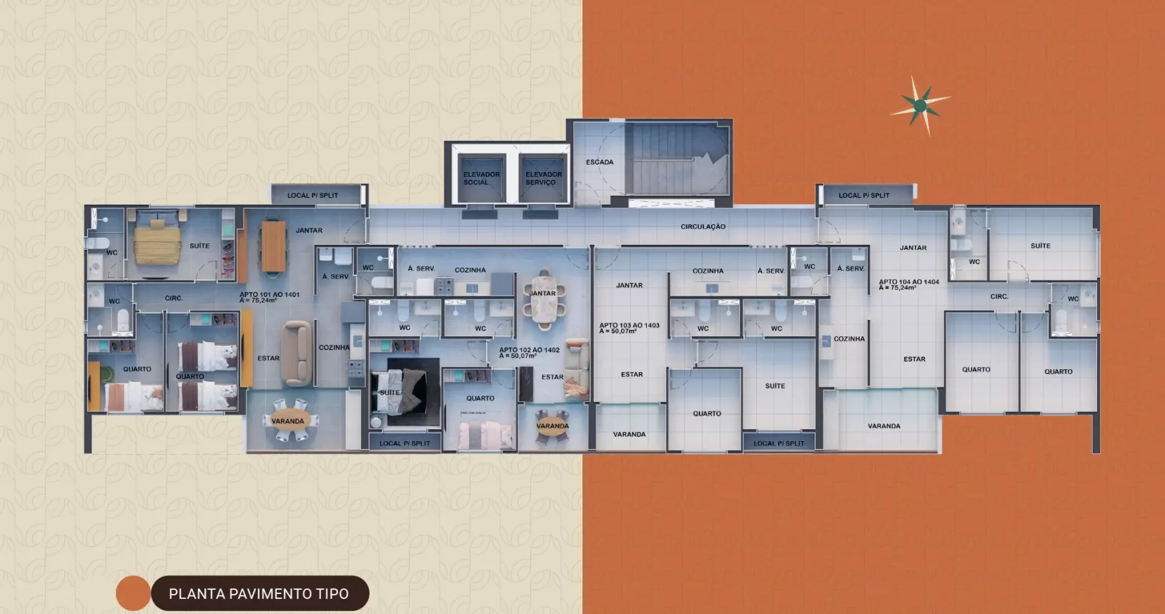 Edf. Praça das Laranjeiras - Planta Pavimento Tipo